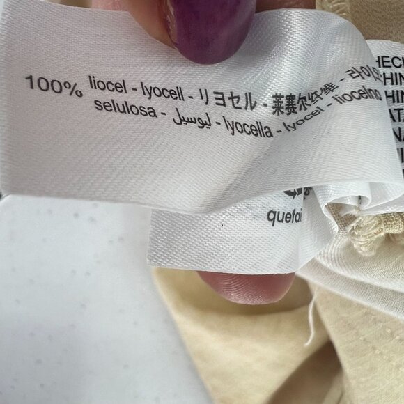 ZARA XS 100% Lyocell Wide Leg Pants Beige Flowy Pleated Trousers - Picture 4 of 9